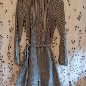 GAP Blue Long Sleeve Bib Collar Shirt Dress